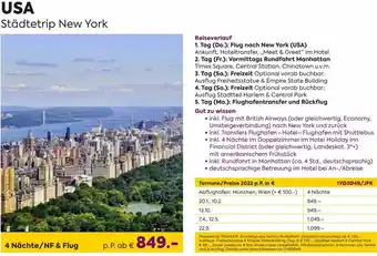 Billa USA Städtetrip New York Angebot