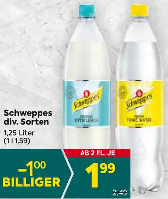 Billa Schweppes div. Sorten Angebot