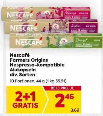 Billa Nescafé Farmers Origins Nespresso-kompatible Alukapseln div. Sorten Angebot