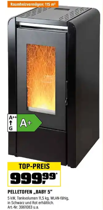 OBI Blaze pelletofen baby 5 kw schwarz Angebot