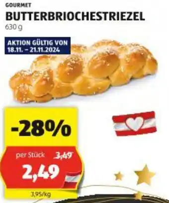 Hofer Butterbriochestriezel Angebot