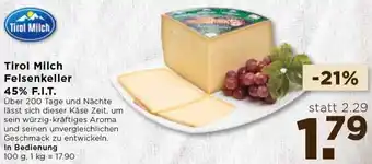 Unimarkt Tirol Milch Felsenkeller 100 g Angebot