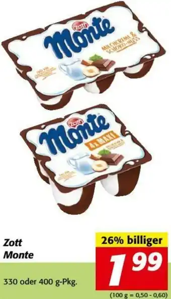 Nah&Frisch Zott Monte 400g Angebot
