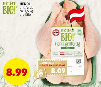 PENNY Echt Bio Hendl 1,5 kg Angebot