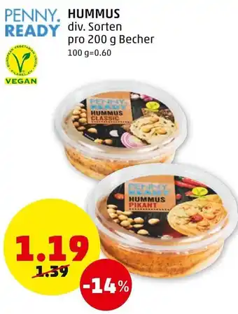 PENNY Penny Ready Hummus 200 g Angebot