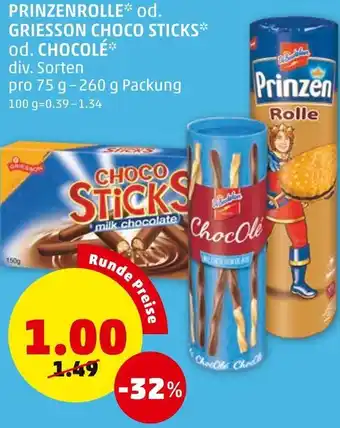 PENNY Prinzenrolle Od. Griesson Choco Sticks Od. Chocolé 75g-260 g Angebot