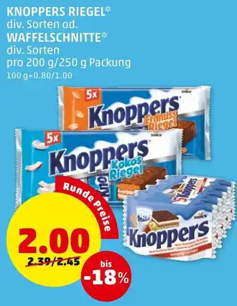PENNY Knoppers Riegel ,Waffelschnitte 200 g/250 g Angebot