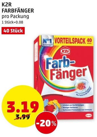 PENNY K2R Farbfänger 40 stück Angebot