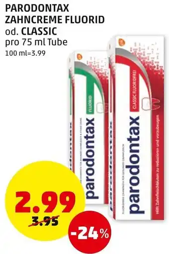 PENNY Parodontax Zahncreme Fluorid Od. Classic 75 ml Angebot