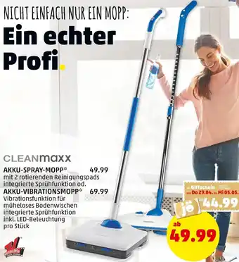 PENNY Cleanmaxx Akku Spray Mopp Angebot