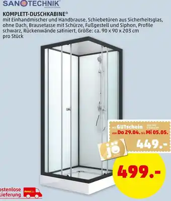 PENNY Sanotechnik Komplett Duschkabine Angebot