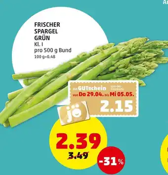 PENNY Frischer Spargel Grün Kl 1 Angebot