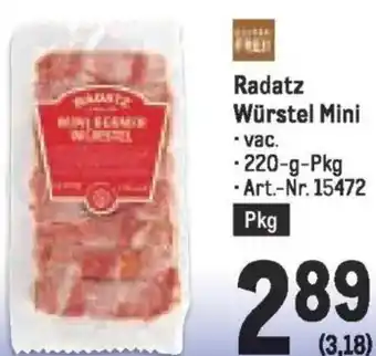 Metro Radatz Würstel Mini Angebot