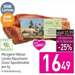 Sutterlüty Metzgerei Walser Ländle Alpschwein Znüni-Speckbindele Angebot