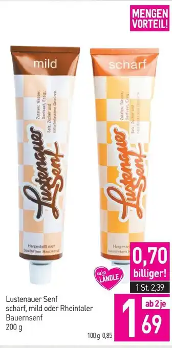 Sutterlüty Lustenauer Senf scharf, mild oder Rheintaler Bauernsenf Angebot