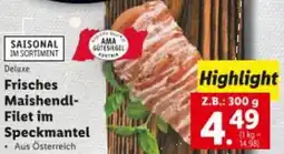 Lidl Frisches Maishendl- Filet im Speckmantel Angebot