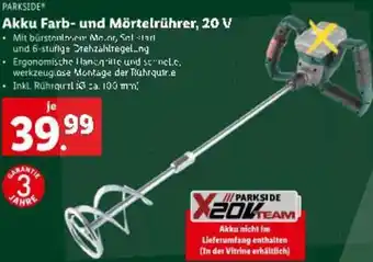 Lidl Akku Farb- und Mörtelrührer, 20 V Angebot