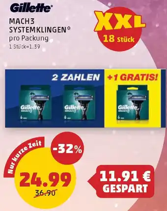 PENNY Gillette mach 3 systemklingen Angebot