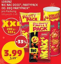 PENNY Lorenz nic nac dose, partypack od. bbq partypack Angebot