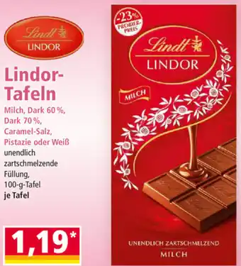 Norma Lindt Lindor Lindor Tafeln 100 g Angebot