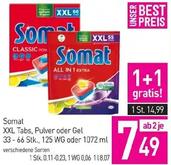 Sutterlüty Somat XXL Tabs, Pulver oder Gel 33-66 Stk., 125 WG oder Angebot