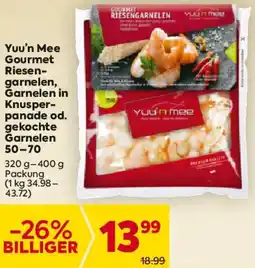 Billa Yuu'n Mee Gourmet Riesen- garnelen, Garnelen in Knusper- panade od. gekochte Garnelen Angebot