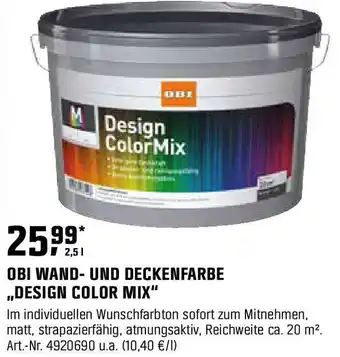 OBI Obi Wand- Und Deckenfarbe Design Color Mix Angebot