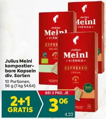 Billa Julius Meinl kompostier- bare Kapseln Angebot