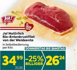 Billa Ja! Natürlich Bio-Entenbrustfilet von der Weideente Angebot