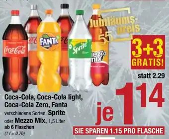 Maximarkt Coca-Cola, Coca-Cola light, Coca-Cola Zero, Fanta verschiedene Sorten, Sprite oder Mezzo Mix Angebot