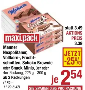 Maximarkt Manner Neapolitaner, Vollkorn-, Frucht- schnitten, Schoko Brownie oder Snack Minis, Angebot