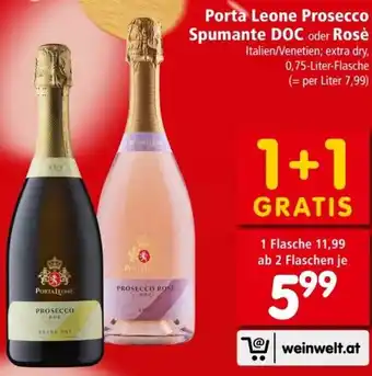 Interspar Porta Leone Prosecco Spumante DOC oder Rosè Angebot