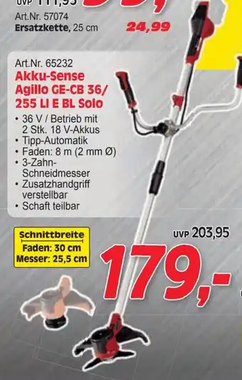 Zgonc Akku-Sense Agillo GE-CB 36/ 255 LI E BL Solo Angebot