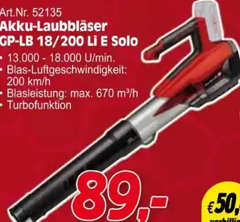 Zgonc Akku-Laubbläser GP-LB 18/200 Li E Solo Angebot