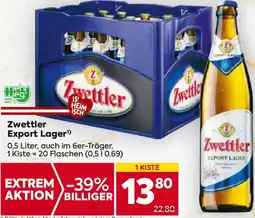 Billa Zwettler Export Lager¹) Angebot