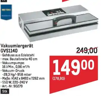 Metro Vakuumiergerät GVS1140 Angebot