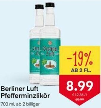 MPreis Berliner Luft Pfefferminzlikör 700 ml Angebot