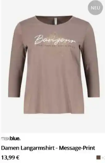Takko Damen Langarmshirt-Message-Print Angebot