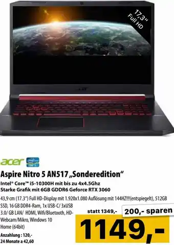 Cosmos Acer Aspire Nitro 5 ANS17 Sonderedition Angebot