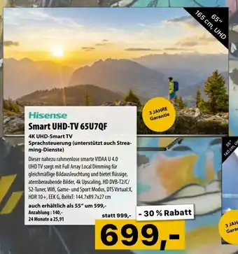 Cosmos Hisense Smart UHD-TV 65U7QF Angebot