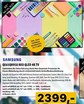 Cosmos Samsung QE65QN95A NEO QLED 4K TV Angebot