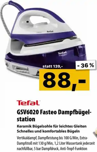 Cosmos Tefal GSV6020 Fasteo Dampfbügel-Station Angebot