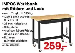 Lagerhaus Impos werkbank mit rädern und lade Angebot