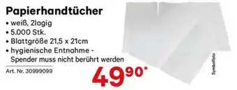 Lagerhaus Papierhandtücher Angebot