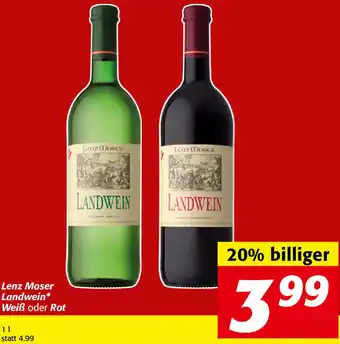 Nah&Frisch Lenz Moser Landwein Weiß oder Rot 1 L Angebot