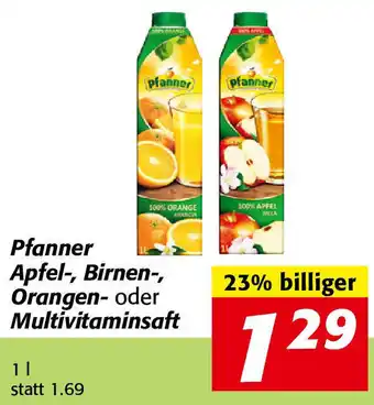 Nah&Frisch Pfanner Apfel,Birnen,Orangen Oder Multivitaminsaft 1L Angebot