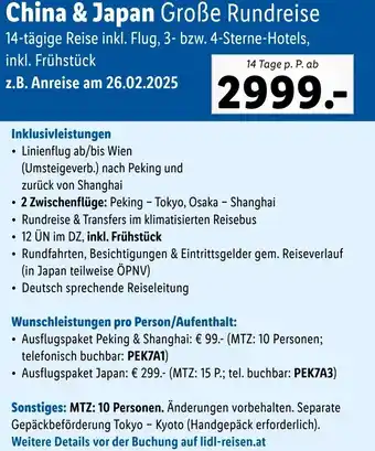 Lidl Reisen China & Japan Angebot