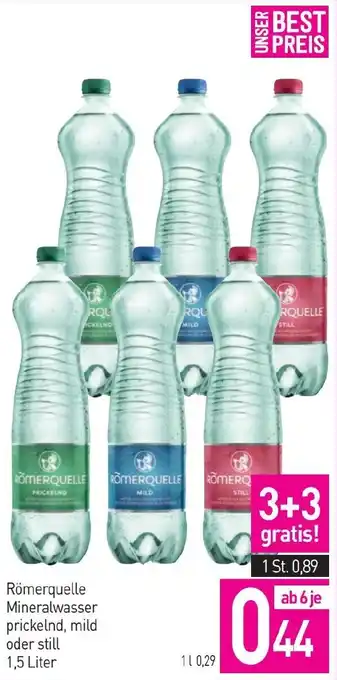 Sutterlüty Römerquelle Mineralwasser prickelnd, mild oder still 1,5 Liter Angebot