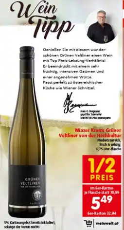 Interspar Winzer Krems Grüner Veltliner von der Hochkultur Angebot