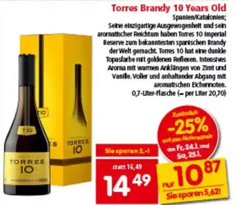 Interspar Torres Brandy 10 Years Old Angebot